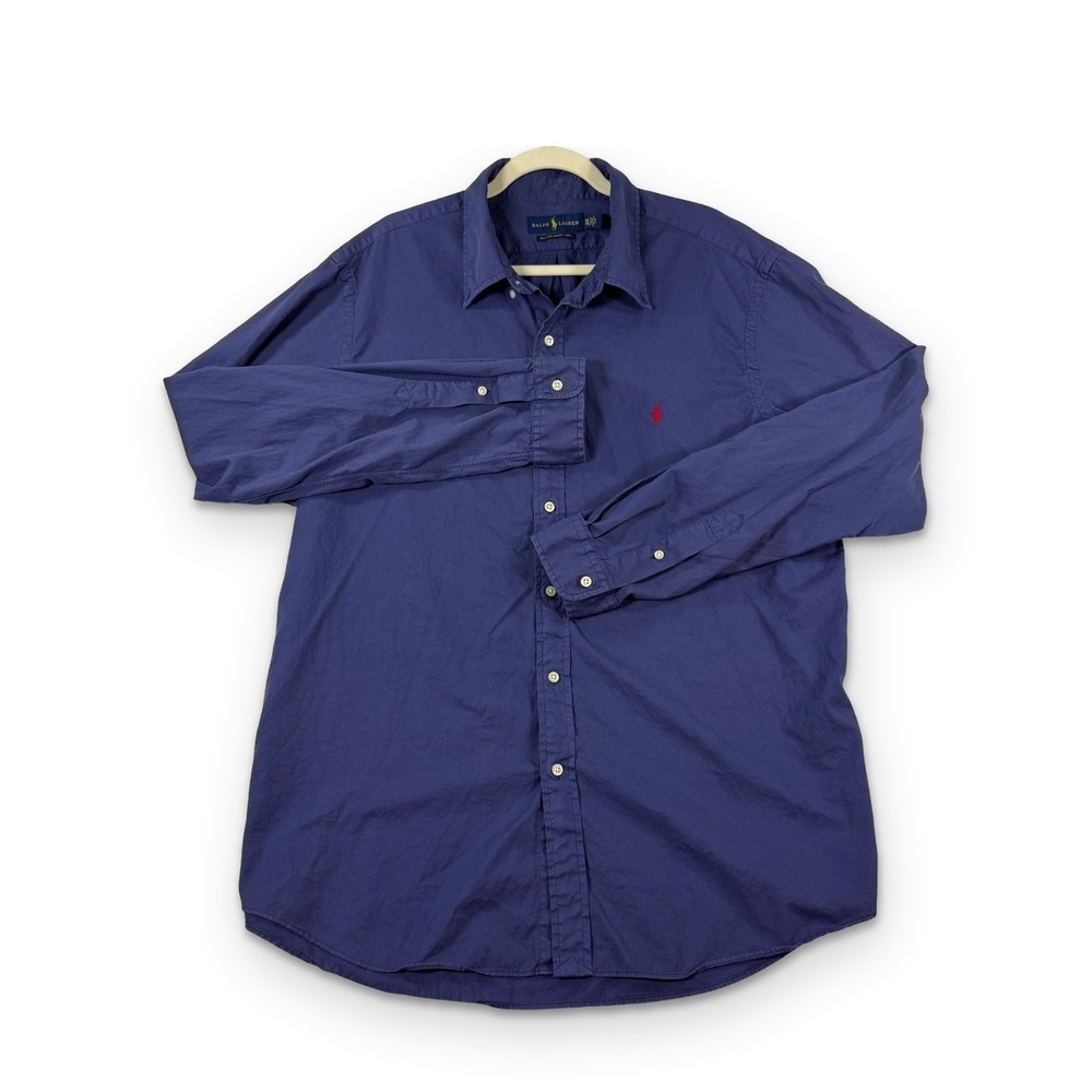 Ralph Lauren Feather Weight Twill Shirt Mens XXL Purple Long Sleeve Button Down